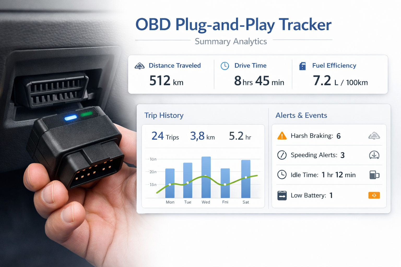 OBD Plug-and-Play GPS Tracker by BayIoT